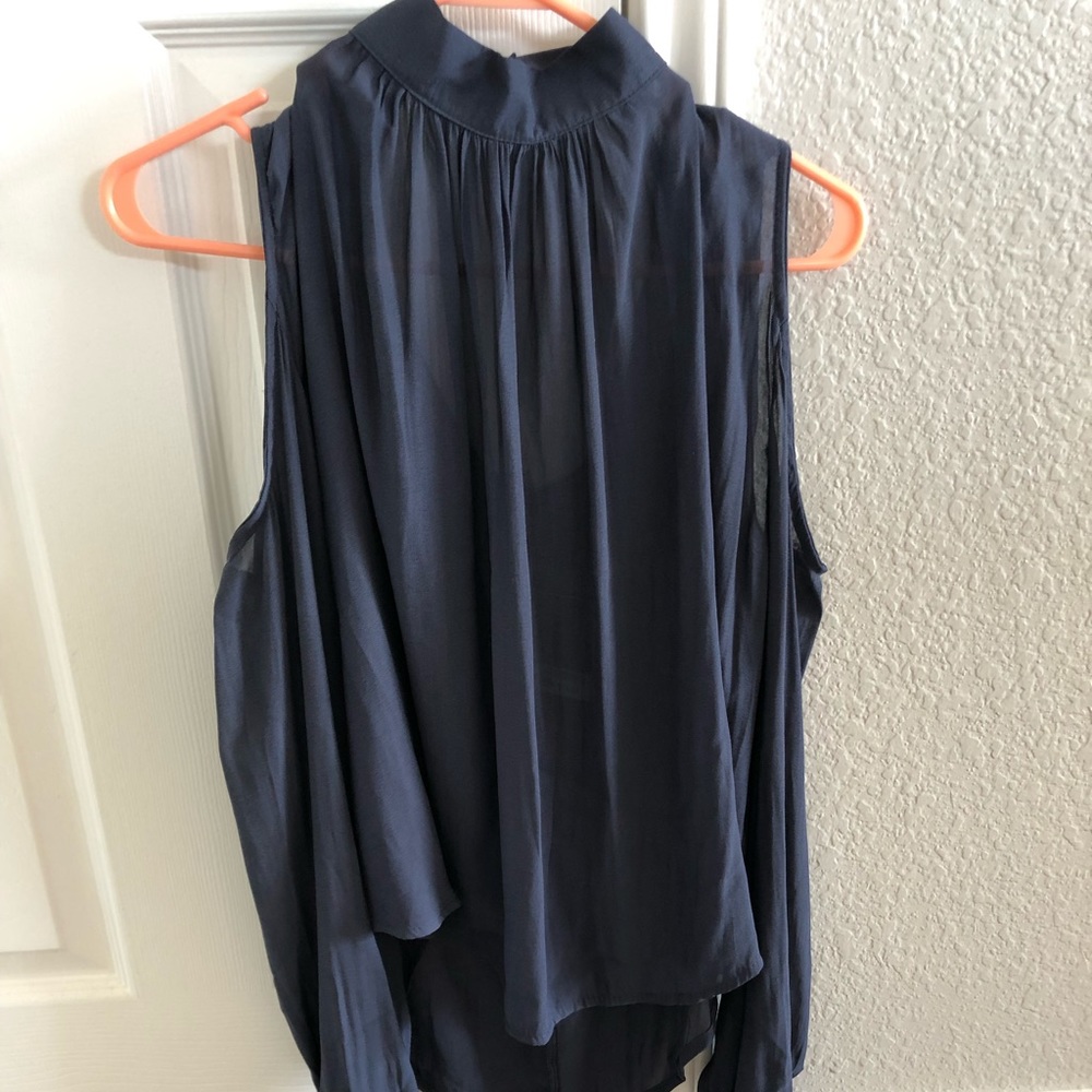 Long sleeve blouse with cutout shoulders